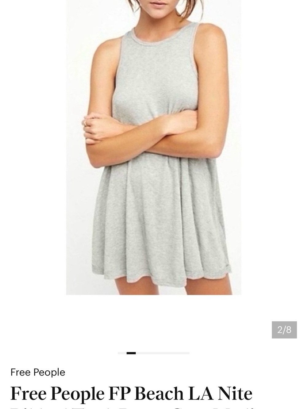 Free People FP Beach LA Nite Ribbed Tank Dress Grey Medium